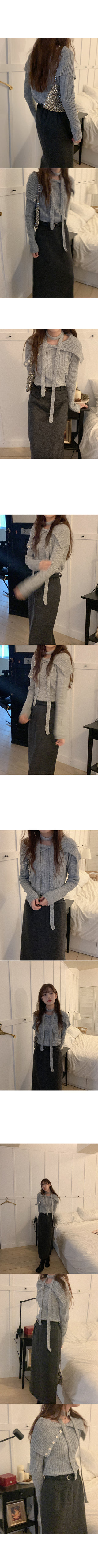 [Scarf Set] Melange Scarf Button Knit