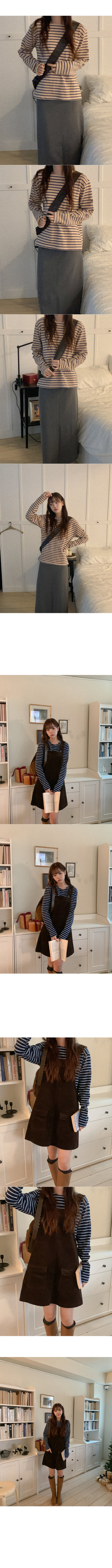 Peach striped long-sleeved T-shirt