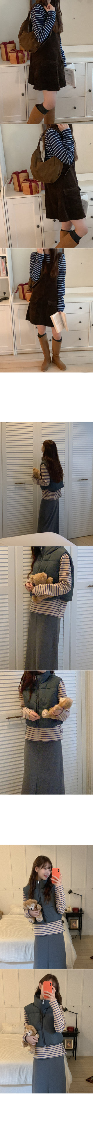 Peach striped long-sleeved T-shirt