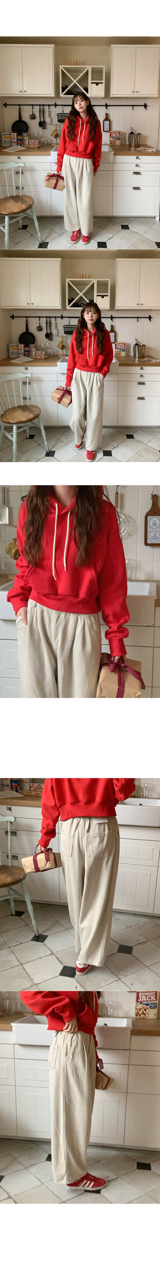 Fleece-lined cropped hooded parka