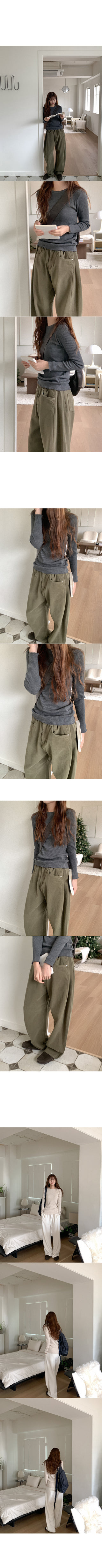 Cotton ribbed long-sleeved T-shirt