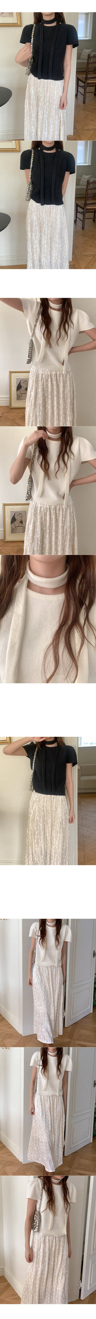 [SET] Peach Scarf & Puff T-Shirt Set