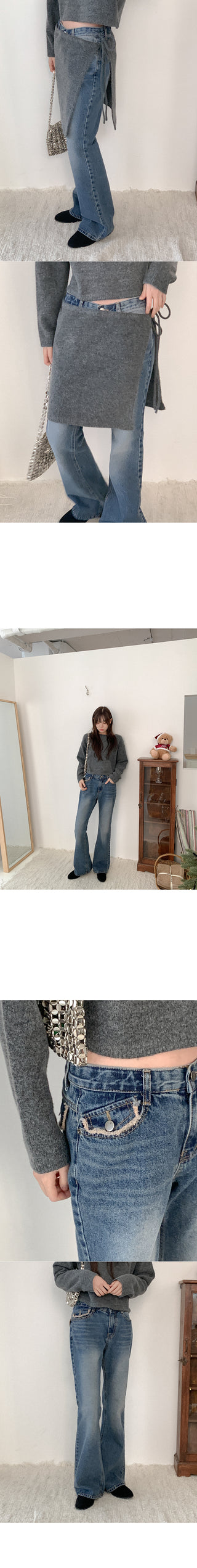 Cropped boat neck knit