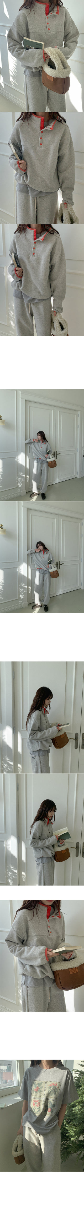 Fleece high-neck button sweatshirt