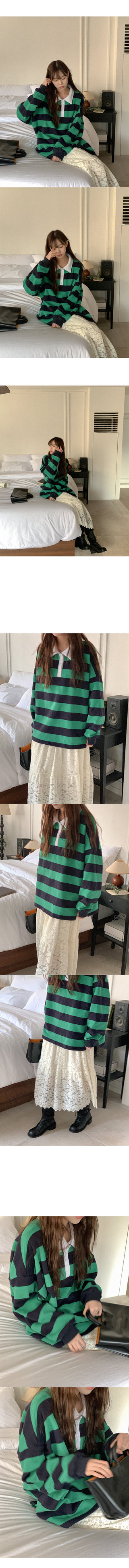 Fleece-lined striped sweatshirt