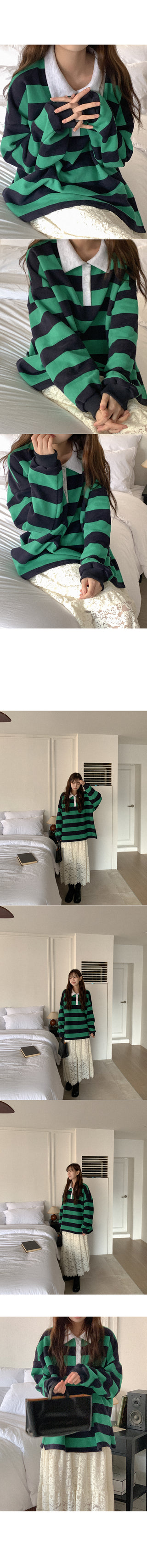 Fleece-lined striped sweatshirt