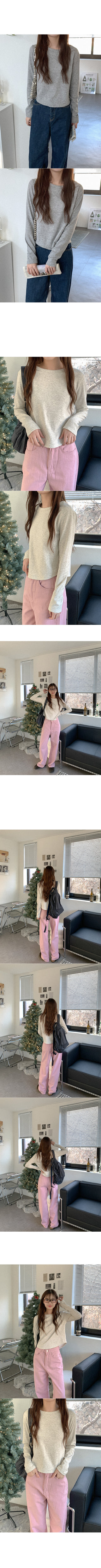 Fleece-lined round-neck long-sleeve T-shirt
