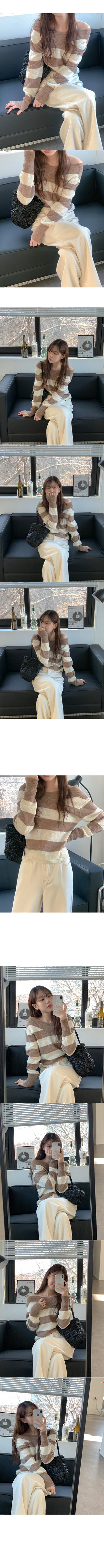 Wool striped V-neck knit