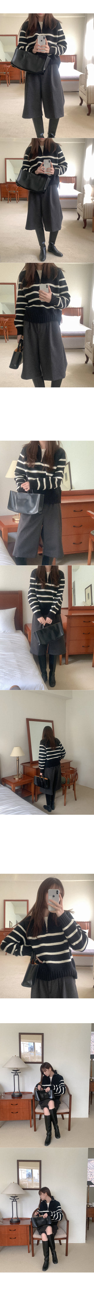 Striped half-zip knit