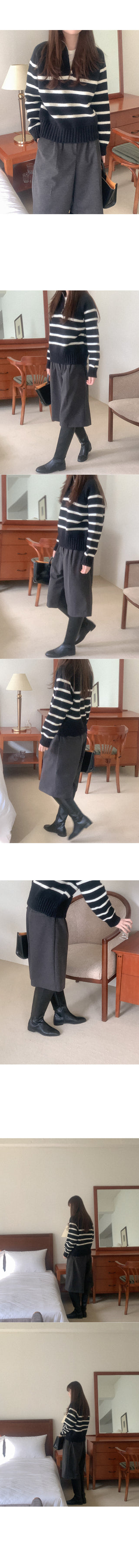Striped half-zip knit