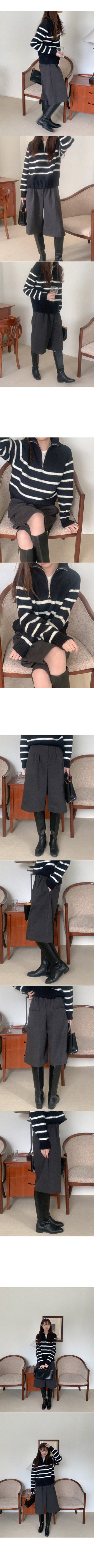 Striped half-zip knit
