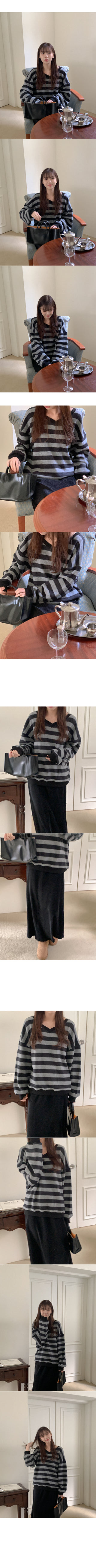 Striped V-neck sweatshirt