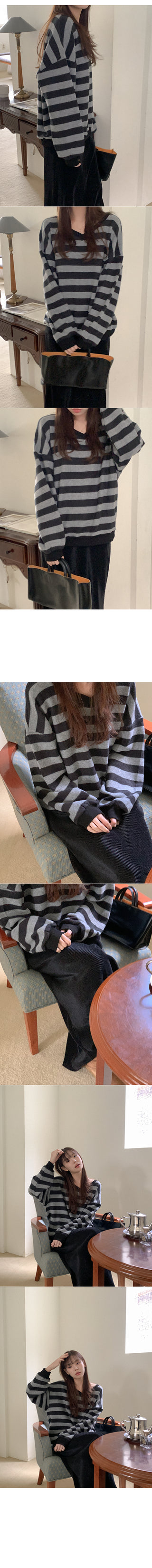 Striped V-neck sweatshirt