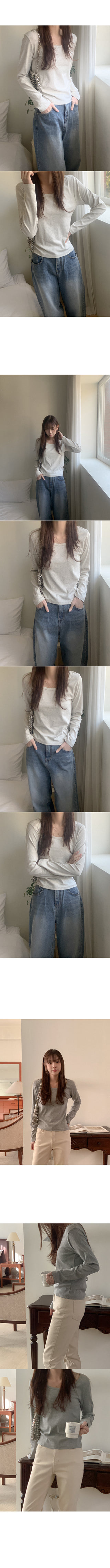 Modal U-neck long-sleeved T-shirt