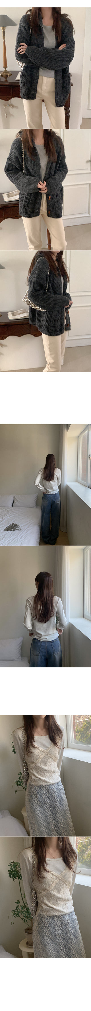 Modal U-neck long-sleeved T-shirt