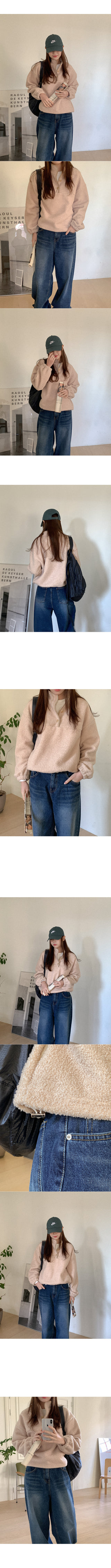 Brushed fleece dumble button sweatshirt