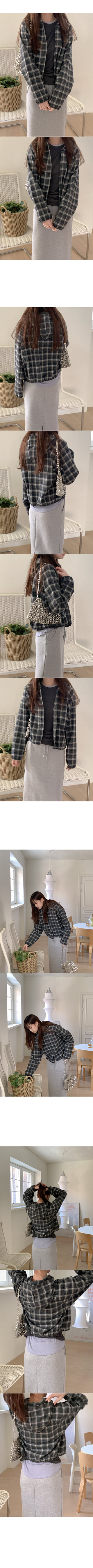 Checked hooded shirt