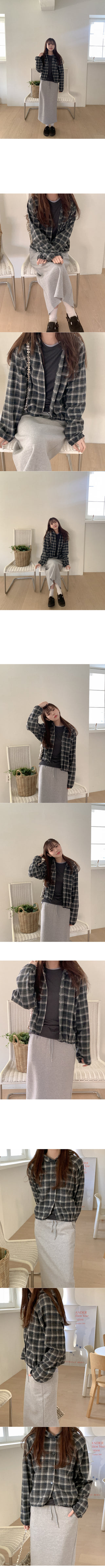 Checked hooded shirt