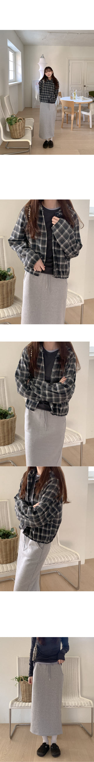 Checked hooded shirt