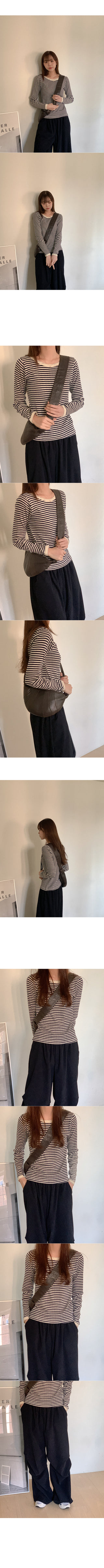 Border eyelet punched long-sleeve T-shirt