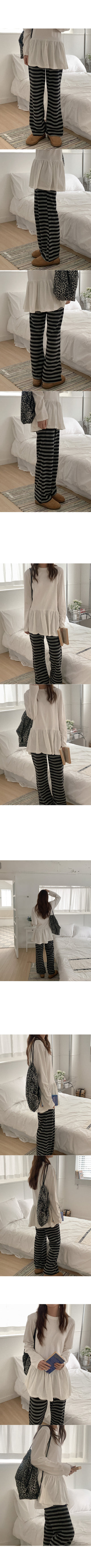 Cotton frill long-sleeved T-shirt