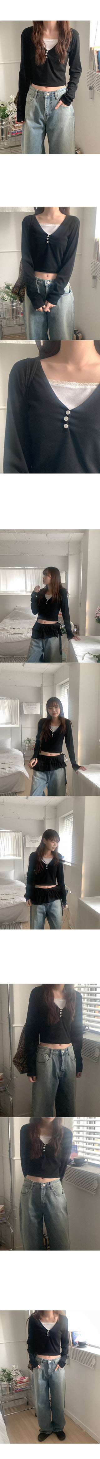 Layered Button Cropped T-Shirt