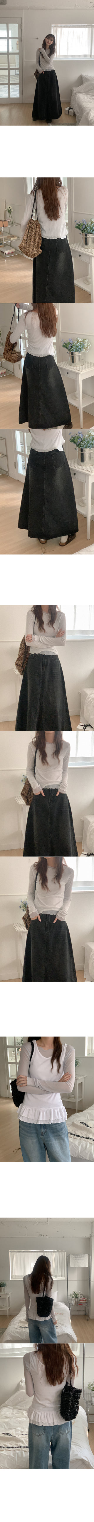 See-through wave long-sleeved T-shirt