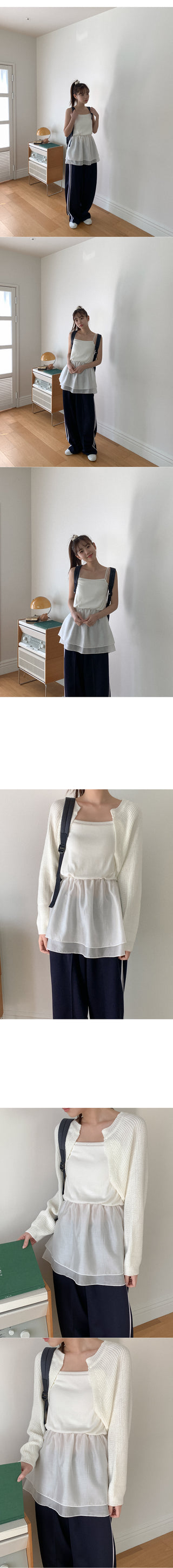 Petite layered tiered ruffle wrap skirt T-shirt (2 colors)
