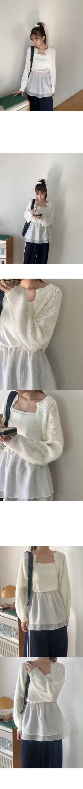 Petite layered tiered ruffle wrap skirt T-shirt (2 colors)