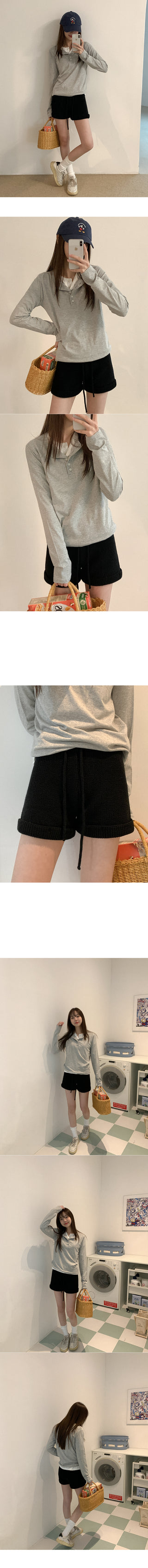 Modal button-up long-sleeved T-shirt