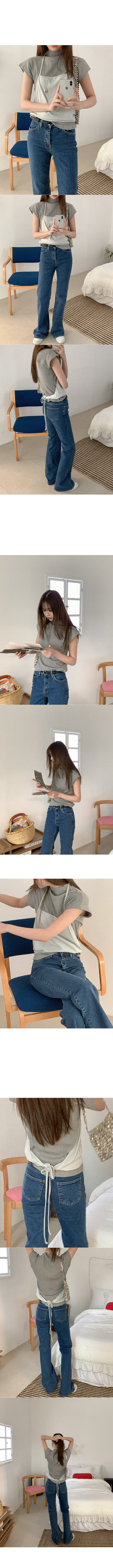 Cotton rib half-neck t-shirt