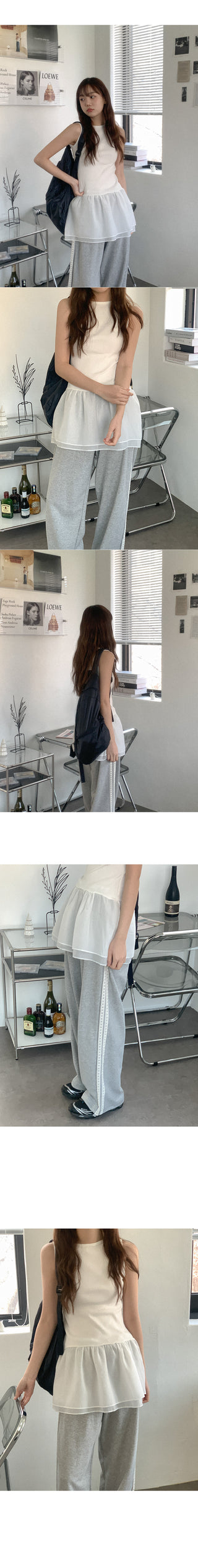 Layered cotton sleeveless top