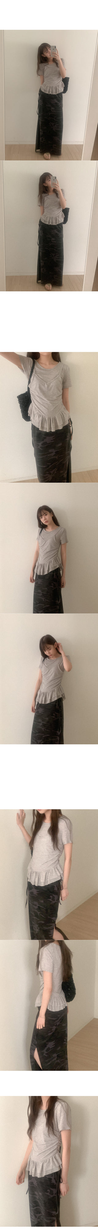 Bustier frill short-sleeved T-shirt