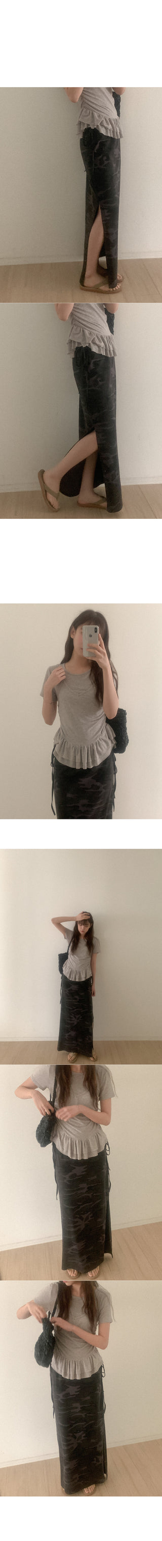 Bustier frill short-sleeved T-shirt