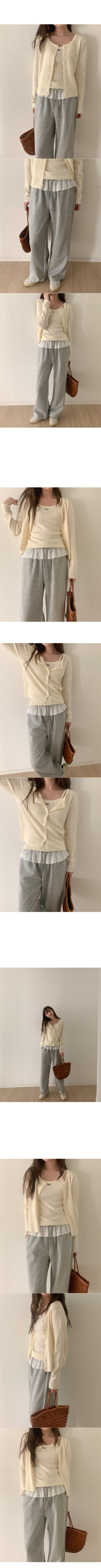 Ribbon Sleeveless Cardigan Set