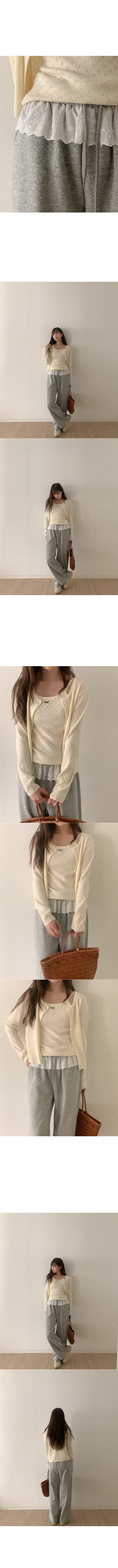 Ribbon Sleeveless Cardigan Set