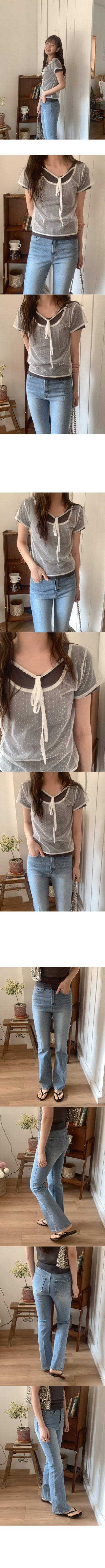 Polka Dot See-Through Ribbon T-Shirt