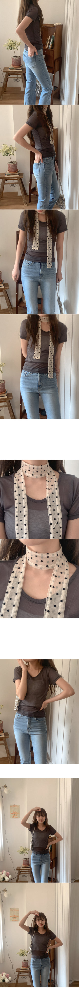 Polka Dot See-Through Ribbon T-Shirt