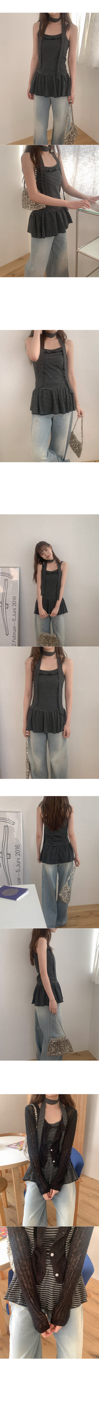 [Scarf Set] Border Frill Sleeveless