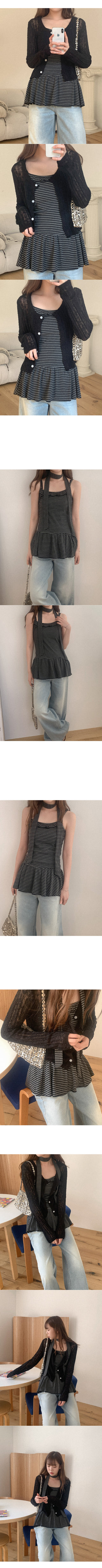 [Scarf Set] Border Frill Sleeveless