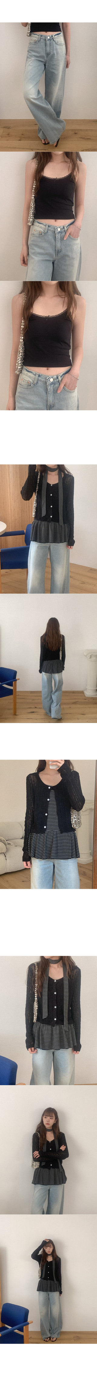 [Scarf Set] Border Frill Sleeveless