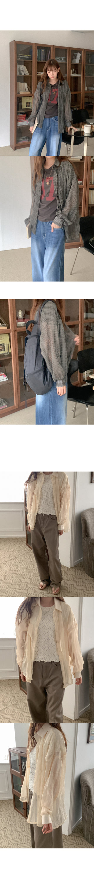 See-through check shirt