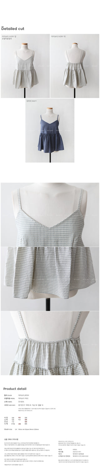 Cotton check sleeveless top