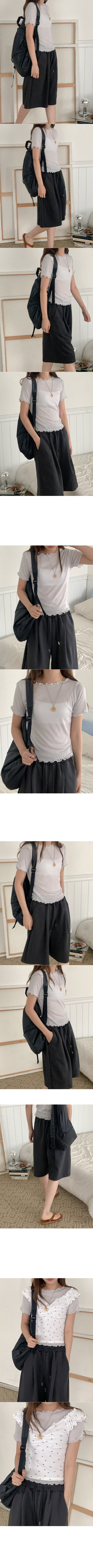 See-through wave short-sleeved T-shirt