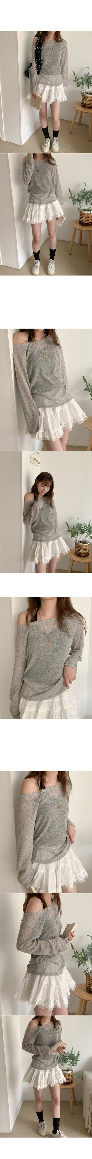 Linen boat neck long-sleeved T-shirt