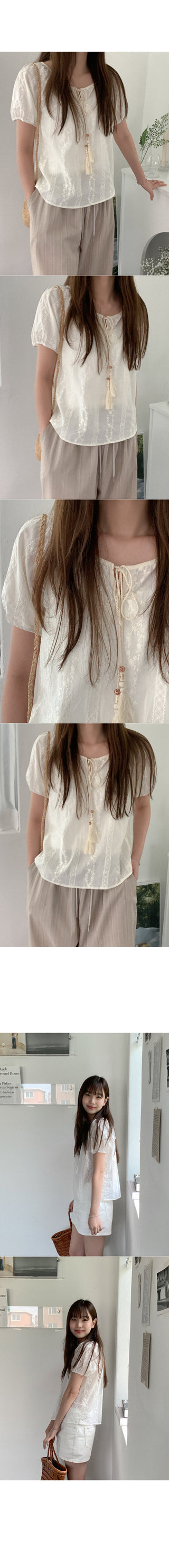 Flower stitch blouse