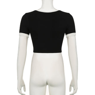 Lace round neck knitted top