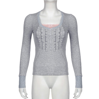 wooden ear fake two-piece knitted top