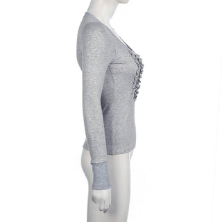 wooden ear fake two-piece knitted top
