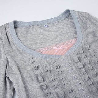 wooden ear fake two-piece knitted top